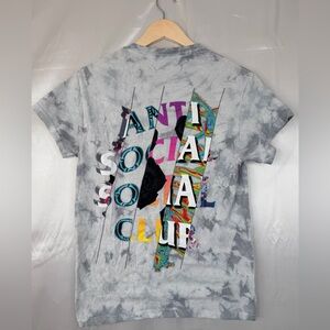 Anti‎ Social Social Club Gray Tie Dye Graphic Tee Shirt Small 100% Cotton